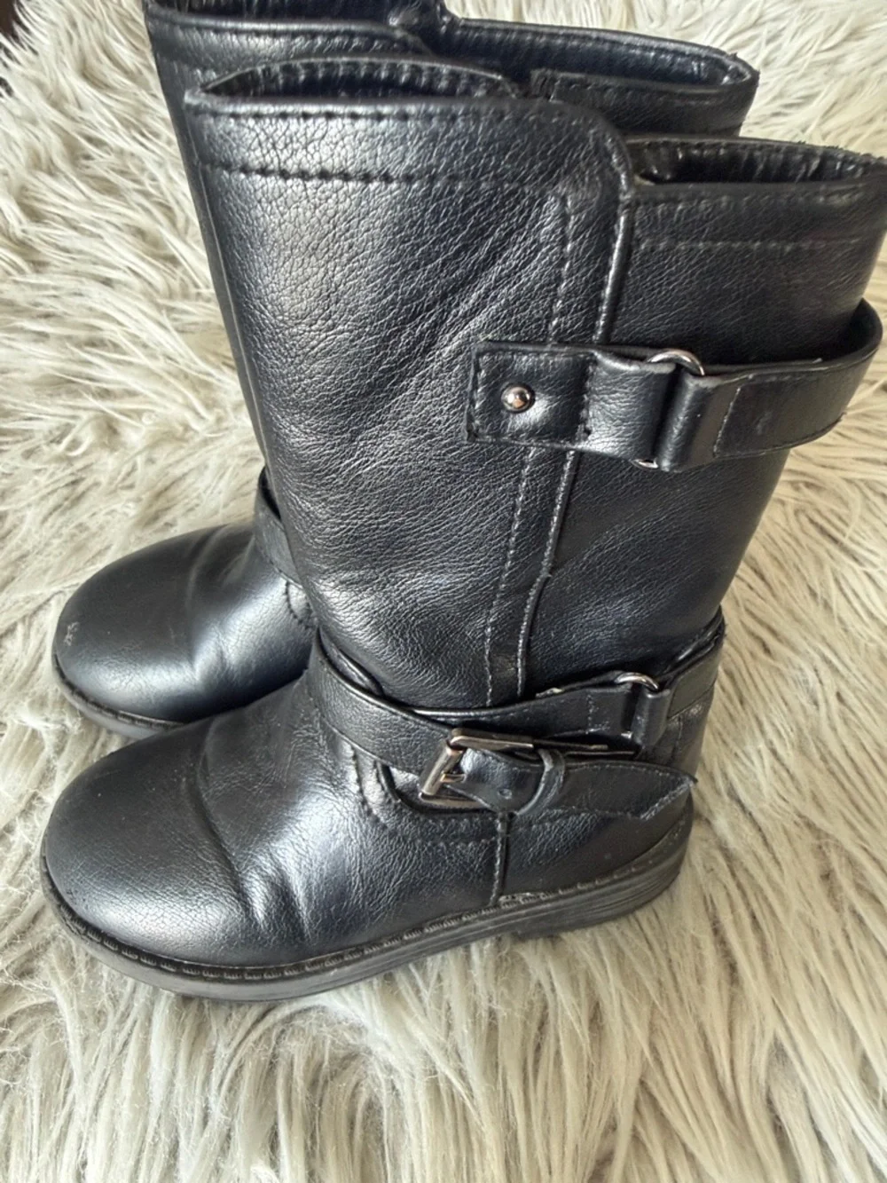 Falls Creek Black Girl Zip Boots with Buckle